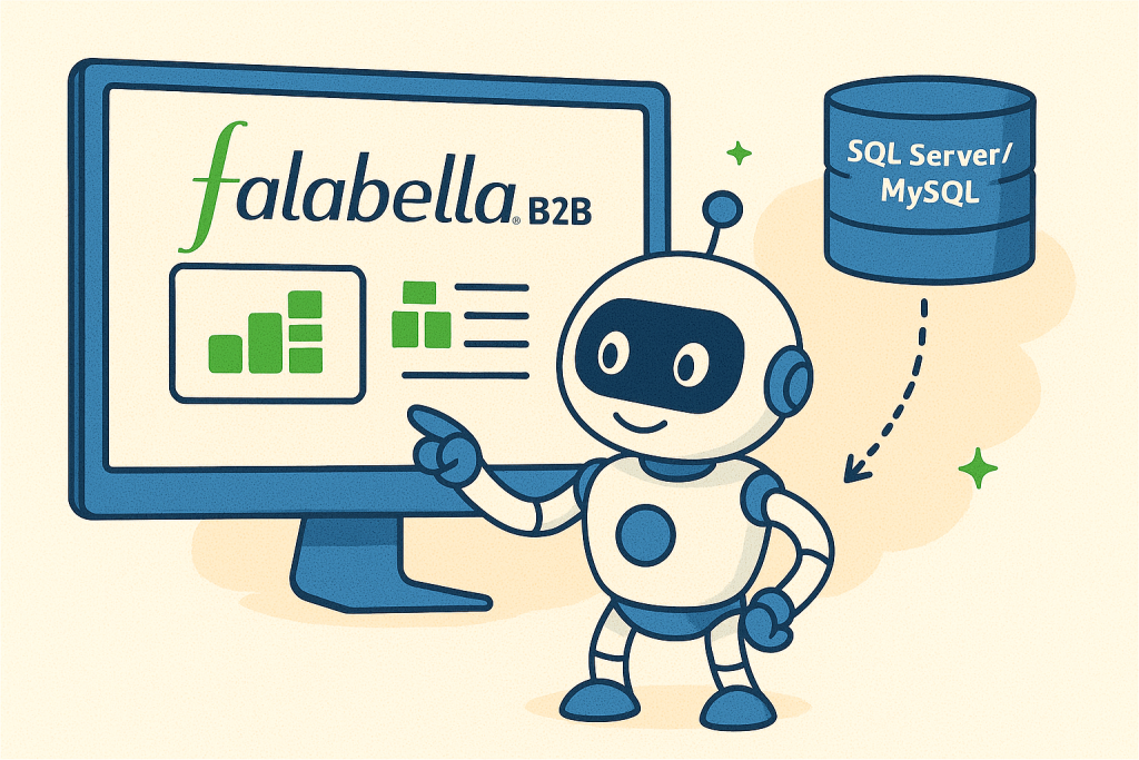 integra ventas y stock a tu base de datos mediante nuestro robot rpa b2b falabella